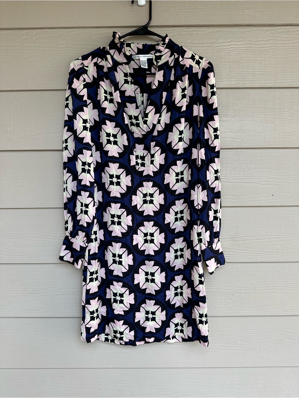 DIANE VON FURSTENBERG ATHENA CAMEO BLOSSOM STRETCH SILK LONG SLEEVE DRESS SZ 4